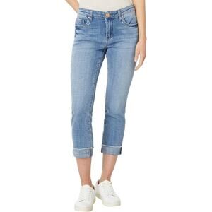 Kut From The Kloth Women's 4 Blue Amy Crop Straight Leg Jeans Frayed Cuff K29-18